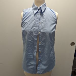 Blue button up top